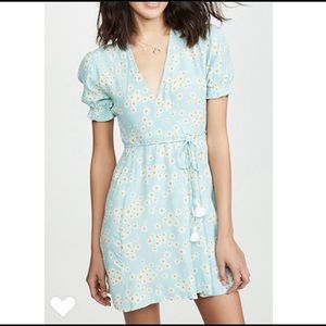 Faithfull The Brand Mira mint blue daisy dress